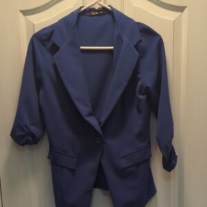 Chic Blue Blazer with Rolled Sleeves